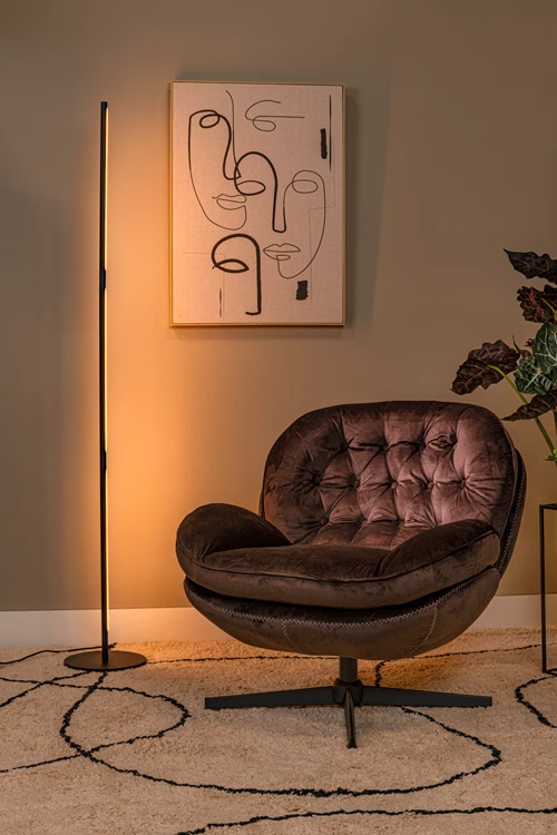 Lucide FINAN - Lampadaire - LED Dim. - 1x32W 2700K - Noir - ambiance 1